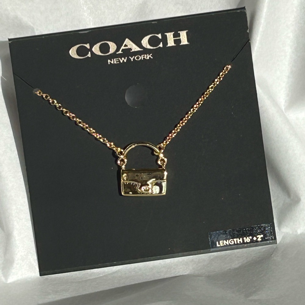 Coach Gold Tone Tabby Handbag Charm Necklace